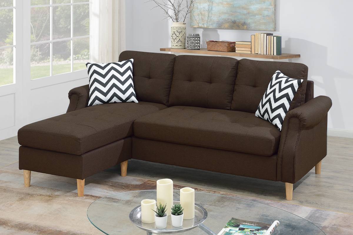Poundex Furniture Item F6457: Dark Coffee Mini Sectional
