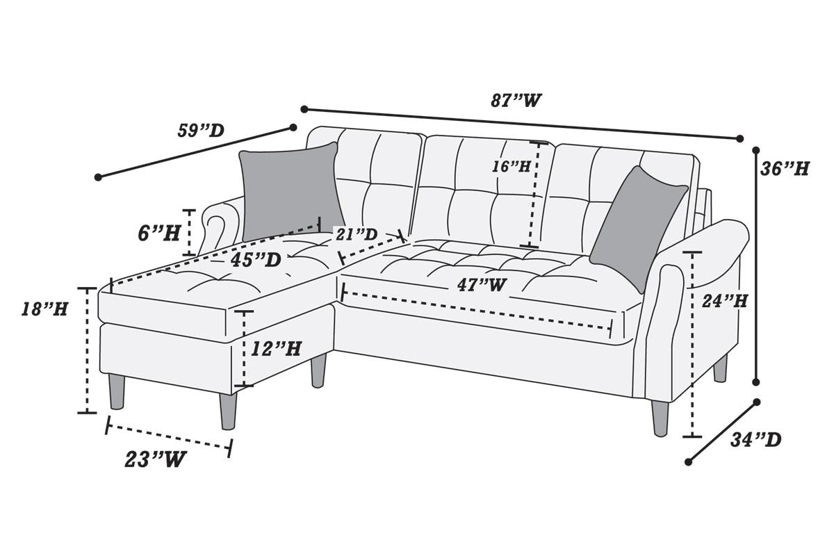 Poundex Furniture Item F6457: Dark Coffee Mini Sectional
