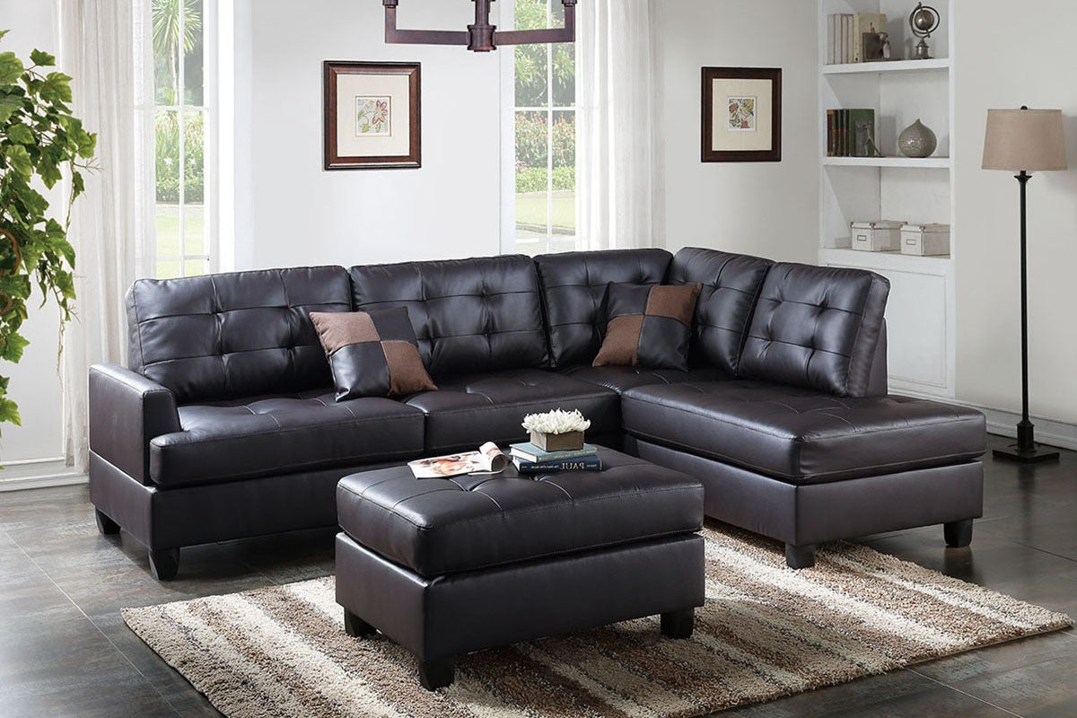 Poundex Furniture Item F6855: 3-PC Bobkona Sectional Sofa