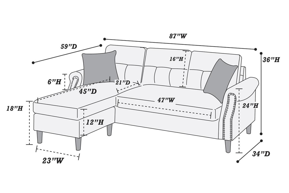 Poundex Furniture item F6447: Slate Mini Sectional